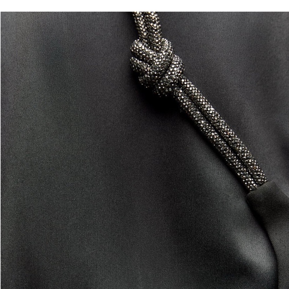 Zara Black Asymmetrical Halter Dress - Picture 2 of 11